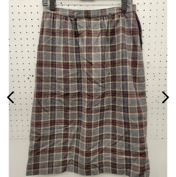 Pendleton Plaid Pencil Skirt - Burgundy and Gray - Picture 2 of 3